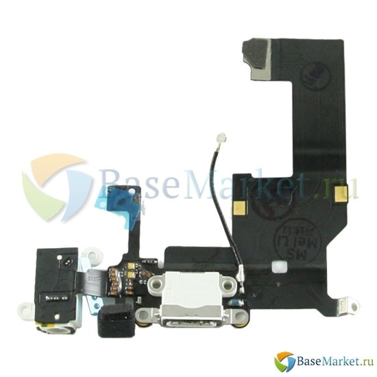 

Шлейф BaseMarket для Apple iPhone 5 разъем зарядки/микрофон/гарнитуру (белый) OEM
