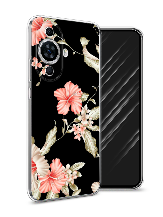 

Чехол Awog на Huawei Nova 11 "Цветы на черном", Черный;розовый, 6121250-8