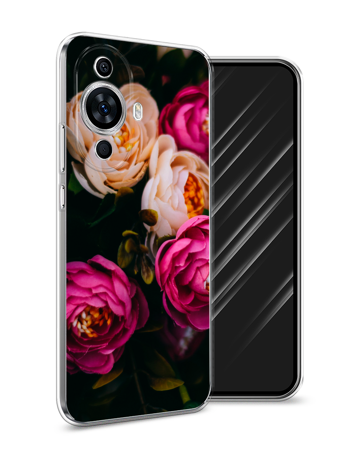 

Чехол Awog на Huawei Nova 11 "Розовые пионы на черном", Розовый;черный, 6121250-8