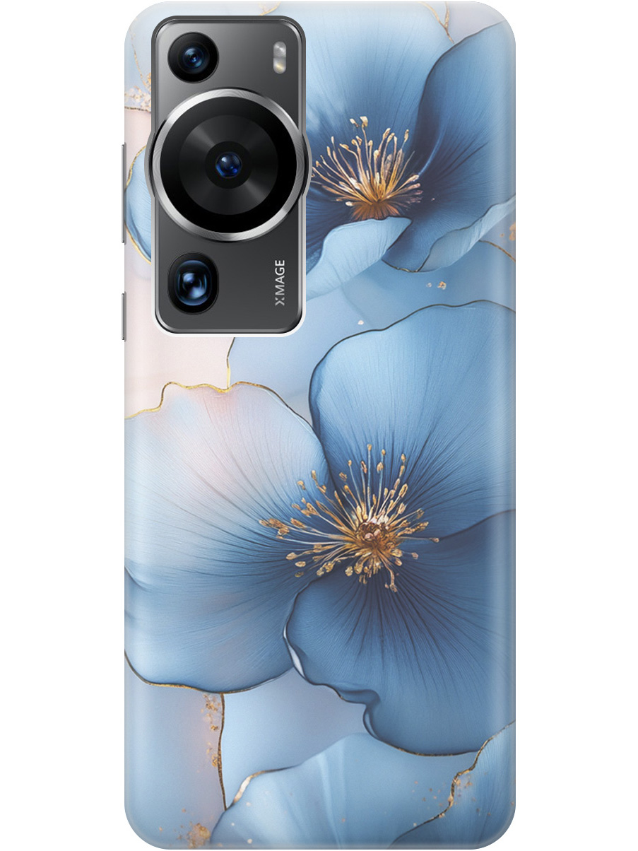 

Силиконовый чехол на Huawei P60 Pro с принтом "Голубые ирисы", 772620824