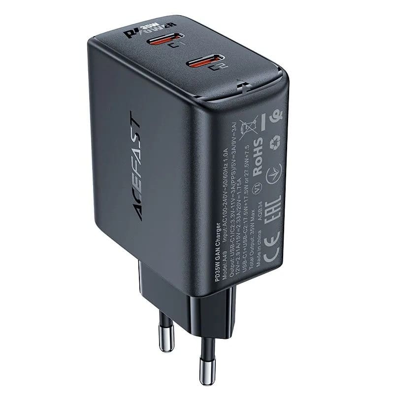 

Сетевое зарядное устройство Acefast A49 отсутствует 2xUSB Type-C 3 А черный, A49