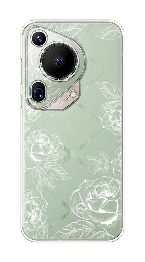 

Чехол на Huawei Pura 70 Ultra "Розы графика", Черный;серый, 6124550-1