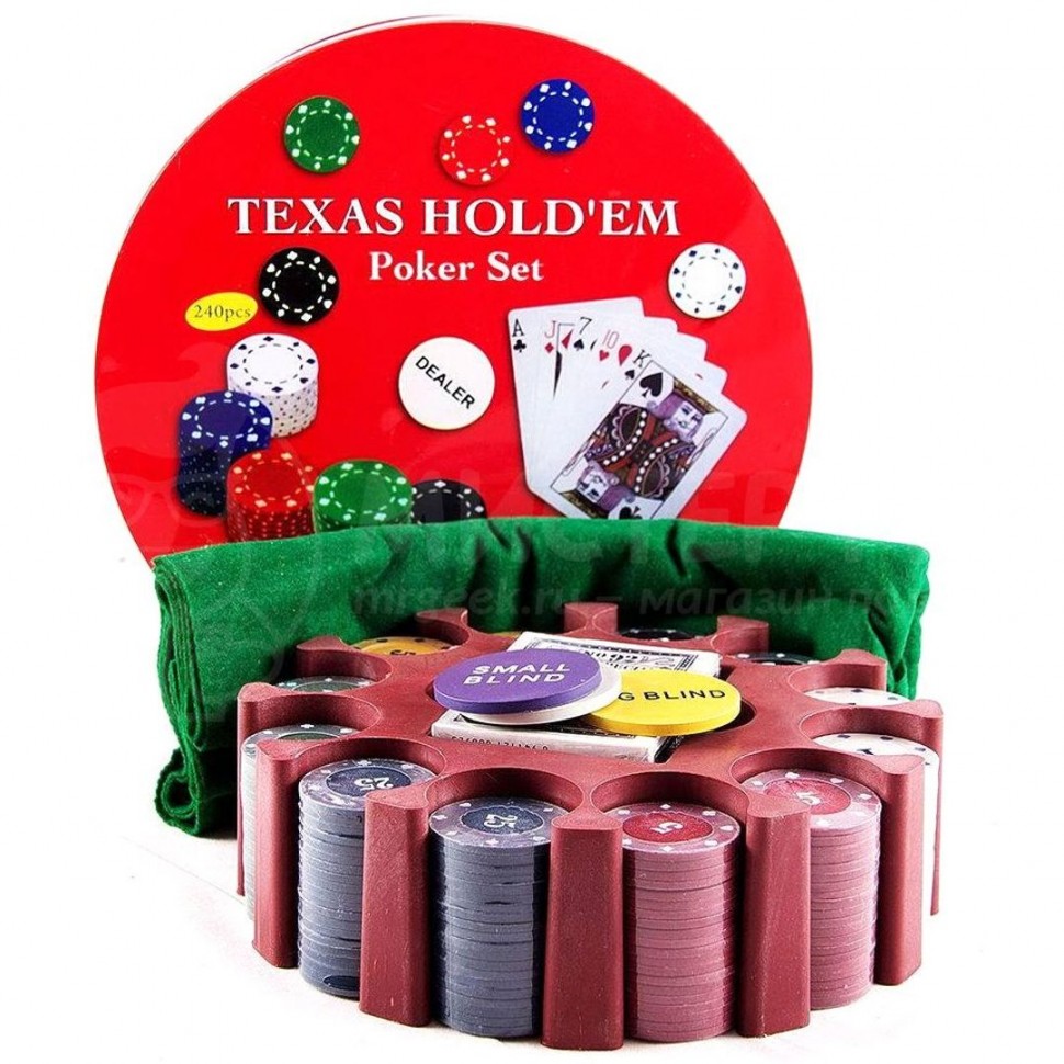 фото Набор для покера с сукном holdem lite 240 фишек в барабане holdem light