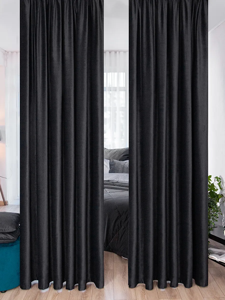 

Комплект штор Evrika Home Бархат 400х245 см Богема Черный, серия БОГЕМА 620
