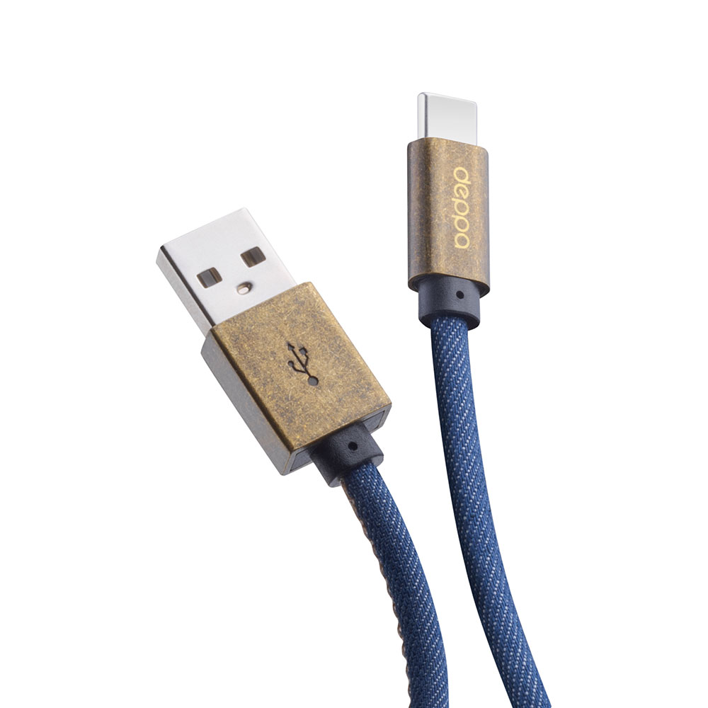 

Дата-кабель Jeans USB - Type-C Deppa, медь/джинса, 1.2м, синий, крафт, 72277-OZ
