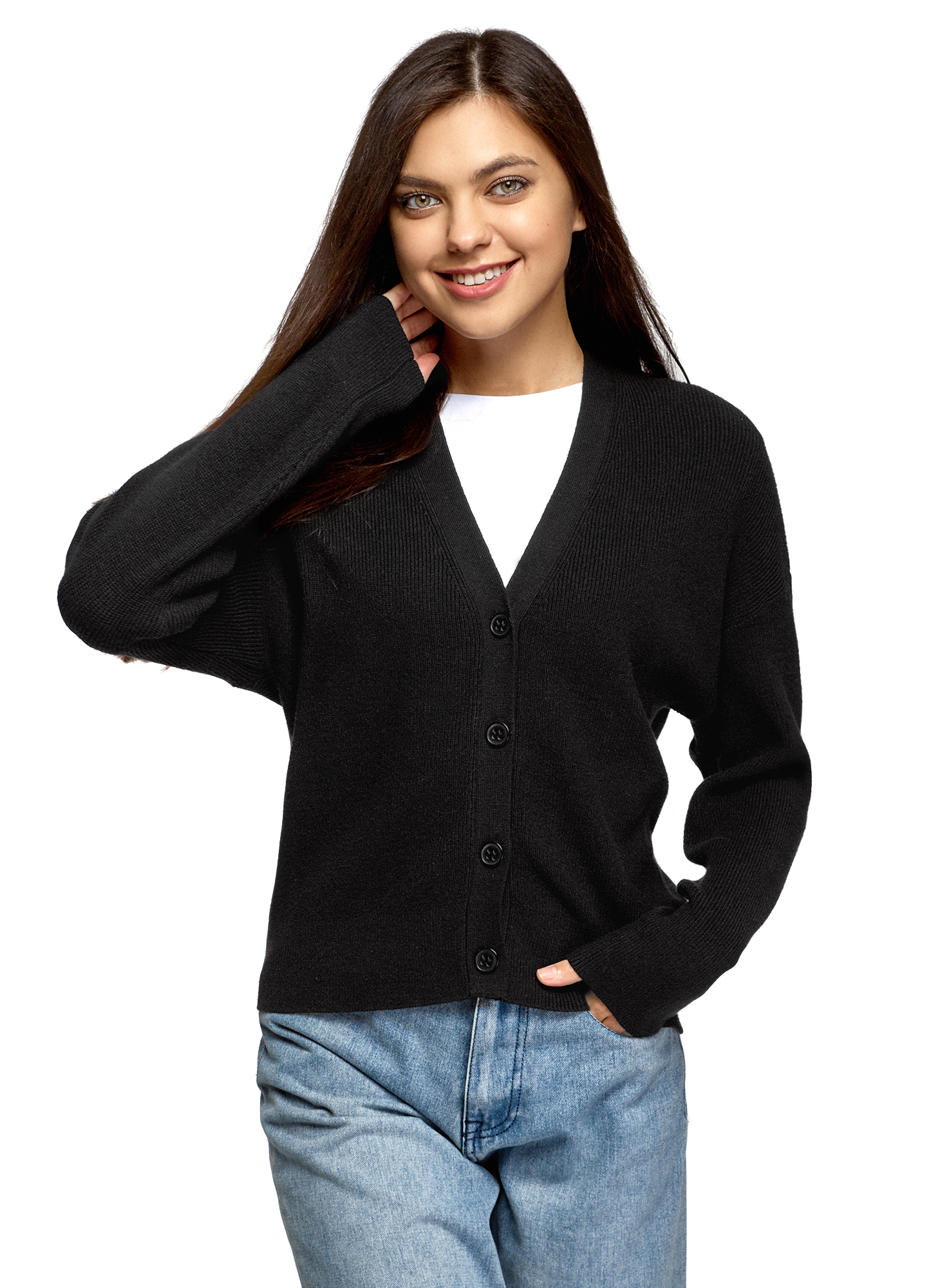 

Кардиган женский oodji 63212609 черный XS, 63212609