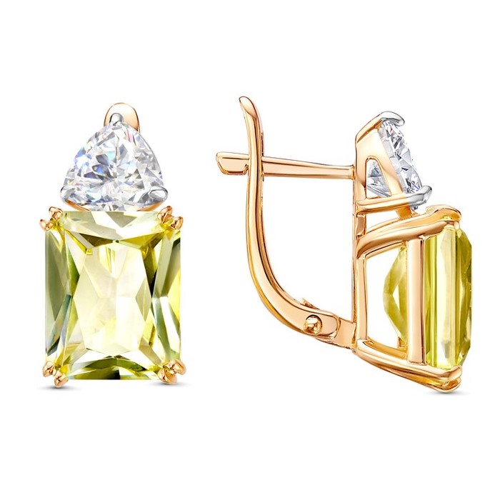 

Серьги из красного золота Гранат 21804477, фианит, 21804477