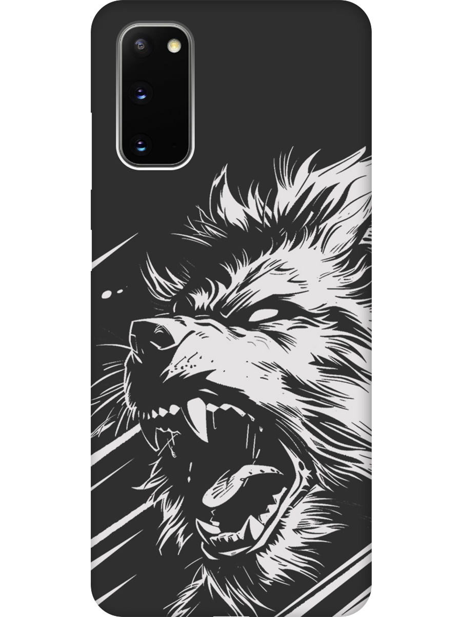 

Силиконовый чехол на Samsung Galaxy S20 с принтом "Рев оборотня" матовый черный, Черный;белый, 722629513