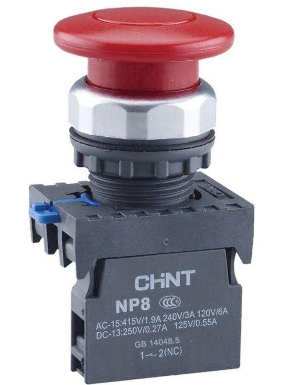 

Кнопка "Грибок" d40мм с самовозвратом NP8-11M/14 красн. 1НО+1НЗ IP65 (R) CHINT 667265, Красный
