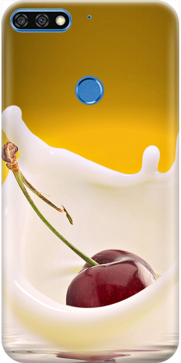 

Чехол на Honor 7C/7A Pro/Huawei Y6 Prime (2018) "Ягода в молоке", Белый;желтый, 1911