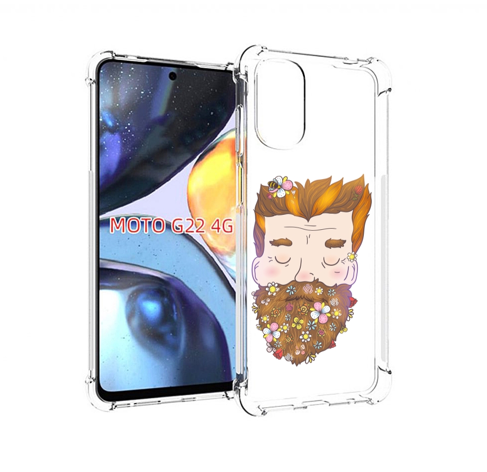 

Чехол MyPads мужчина с цветами в бороде для Motorola Moto G22 4G, Прозрачный, Tocco