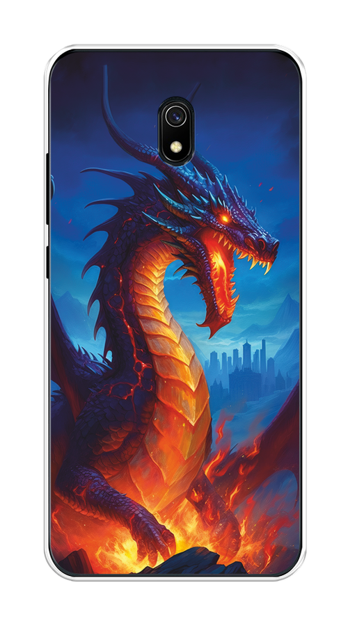 

Чехол на Xiaomi Redmi 8A "Дракон над лавой", Оранжевый;коричневый;синий, 37250-1