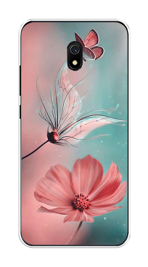 

Чехол на Xiaomi Redmi 8A "Бабочка и цветок", Голубой;розовый, 37250-1