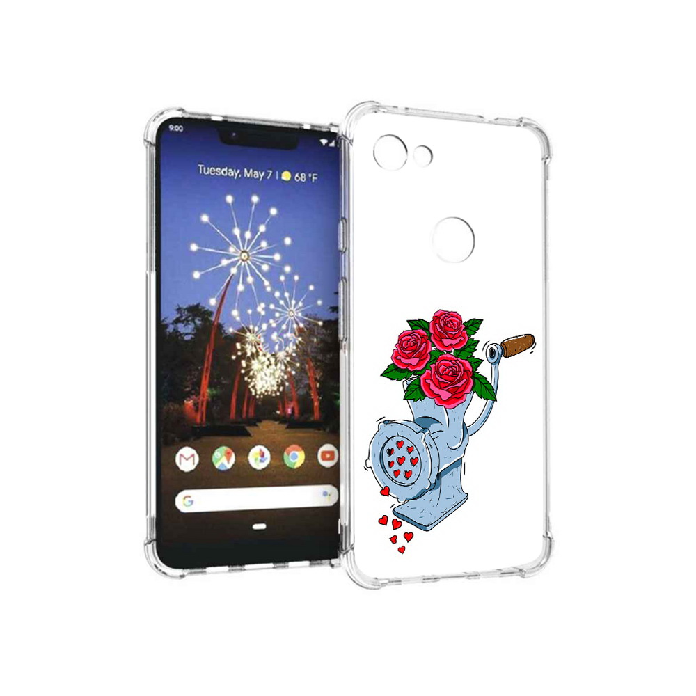 

Чехол MyPads Tocco для Google Pixel 3 XL Цветочные сердца, Прозрачный, Tocco