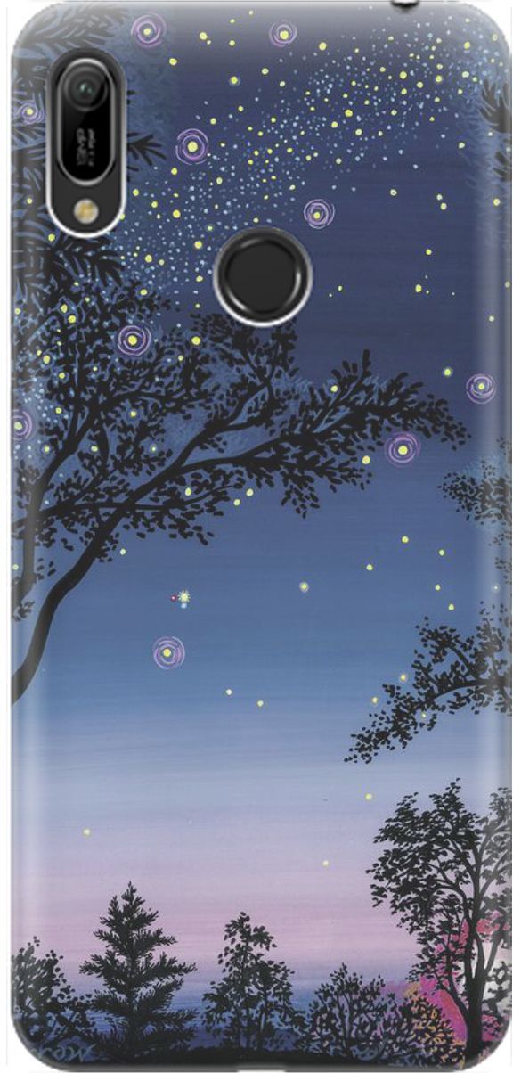 

Чехол на Honor 8A/8A Pro/Huawei Y6 (2019)/Y6 Prime (2019) "Деревья и звезды", Синий;голубой, 1474