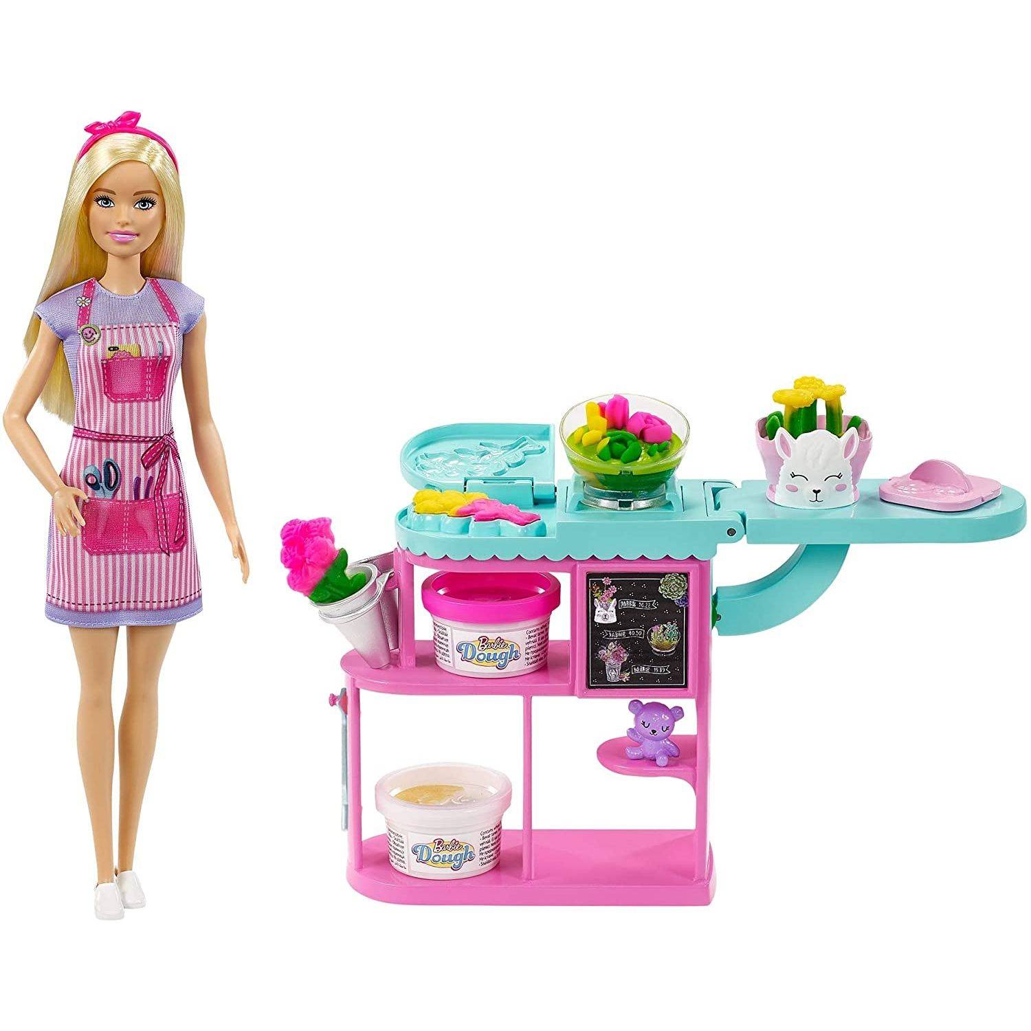 фото Кукла barbie набор флорист с куклой и цветочным магазином gtn58