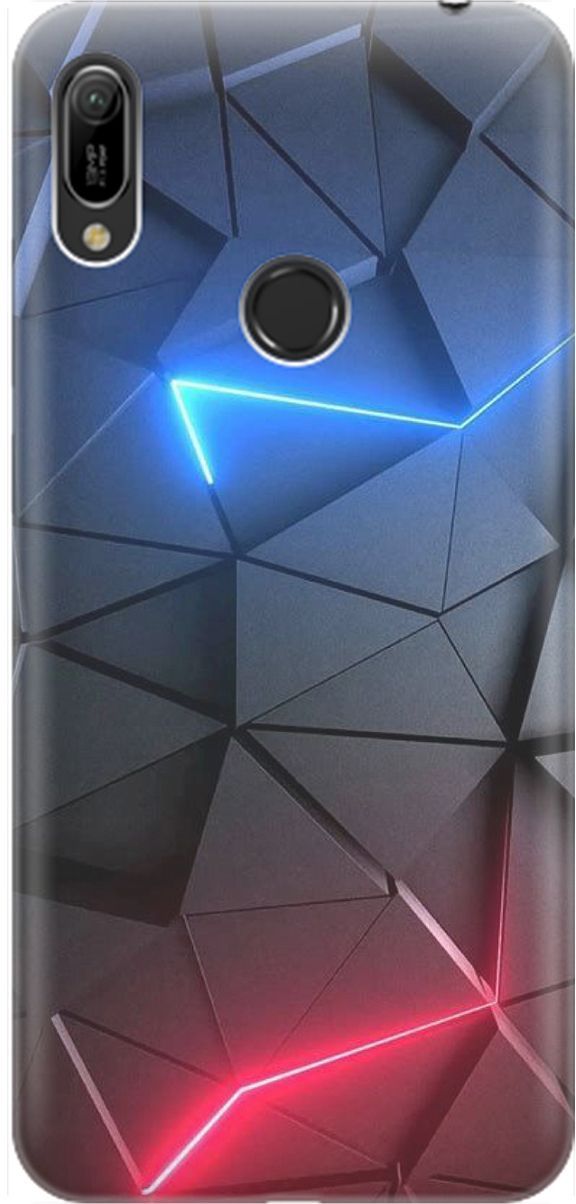 

Чехол на Honor 8A/8A Pro/Huawei Y6 (2019)/Y6 Prime (2019) "Графитовые грани", Серый;синий, 1474