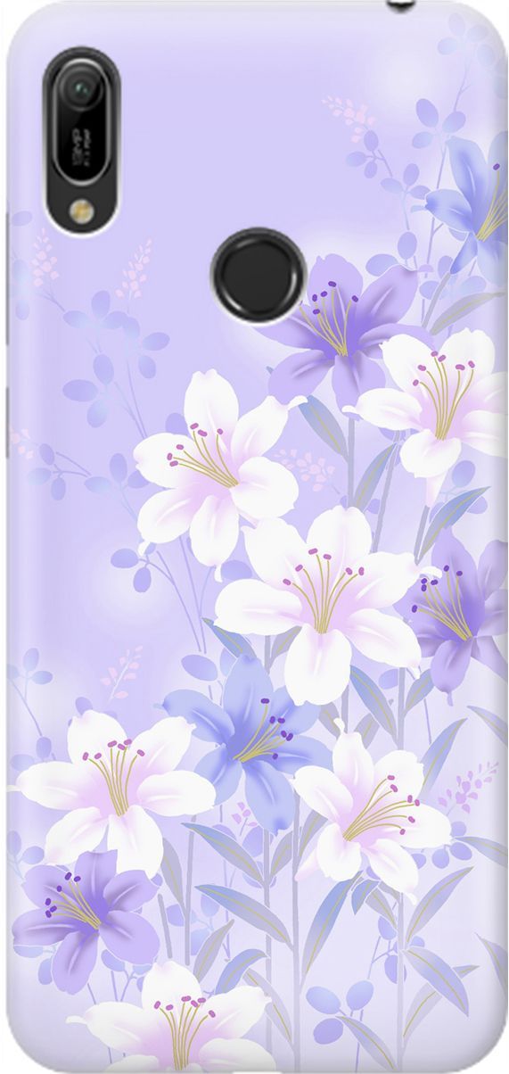 

Чехол на Honor 8A/8A Pro/Huawei Y6 (2019)/Y6 Prime (2019) "Лилии на фиолетовом", Белый;фиолетовый, 1474