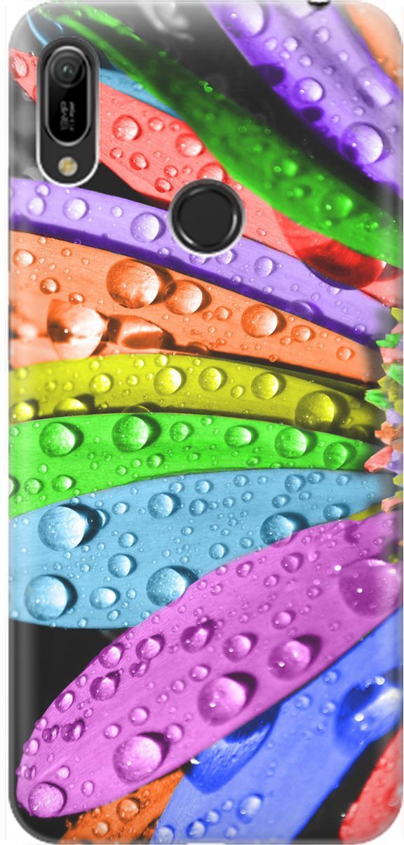 

Чехол на Honor 8A/8A Pro/Huawei Y6 (2019) "Разноцветные листья в каплях", Зеленый;красный, 1474