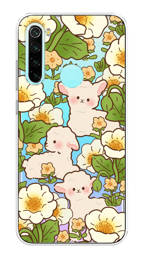 

Чехол на Xiaomi Redmi Note 8 "Овечки в цветах", Зеленый;бежевый, 36550-1