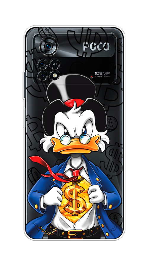 

Чехол на Xiaomi Poco X4 Pro 5G "Scrooge Goldman", Черный;белый;синий, 313150-1