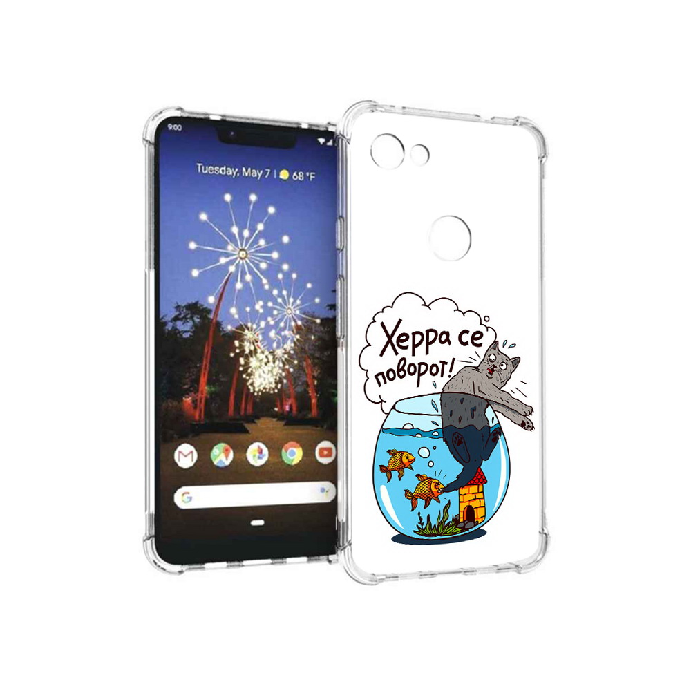 

Чехол MyPads Tocco для Google Pixel 3 XL Рыбы с котом, Прозрачный, Tocco