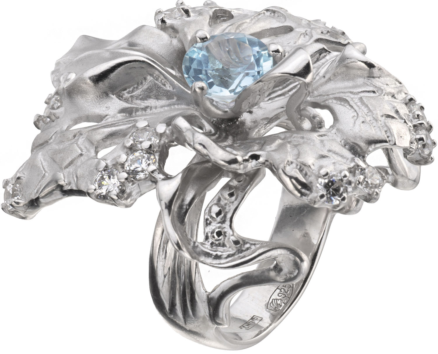 Кольцо из серебра с топазом/фианитом swarovski р.18 Альдзена K-15024