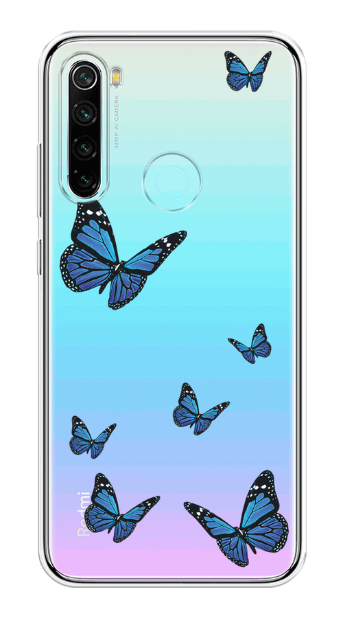 

Чехол на Xiaomi Redmi Note 8 "Blue butterflies", Синий;черный, 36550-1
