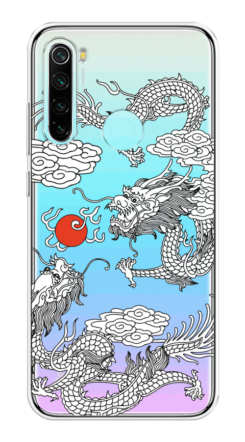 

Чехол на Xiaomi Redmi Note 8 "Драконы с ножом", Прозрачный;черный;белый, 36550-1