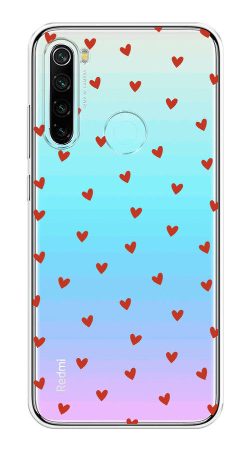 

Чехол на Xiaomi Redmi Note 8 "Red hearts", Красный;прозрачный, 36550-1