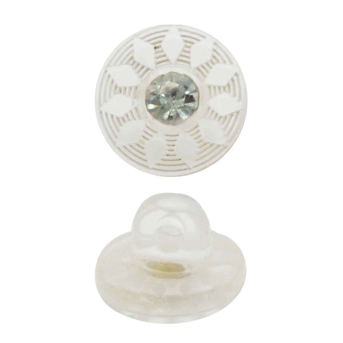 

Пуговица АЙРИС, 0316-4448, на ножке, 18L (белая, стразы), 72 шт