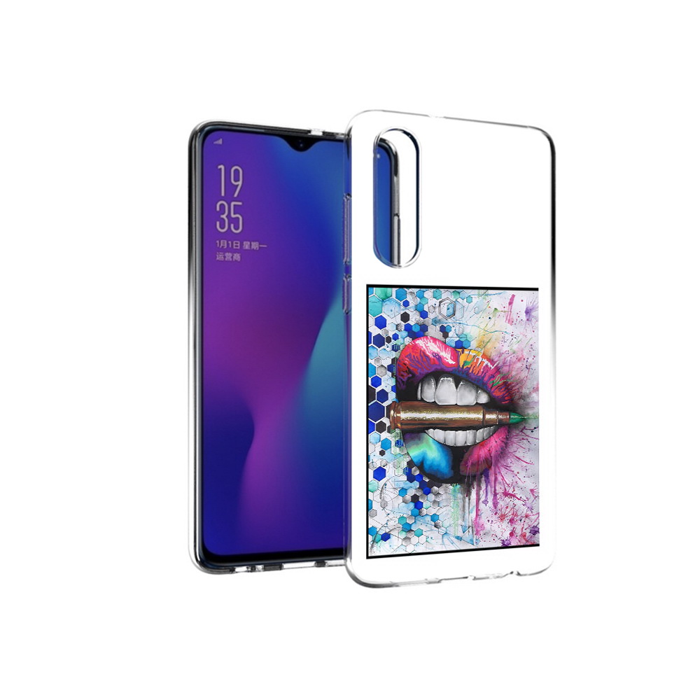 

Чехол MyPads Tocco для Huawei P30 разноцветные губы с пулей, Прозрачный, Tocco