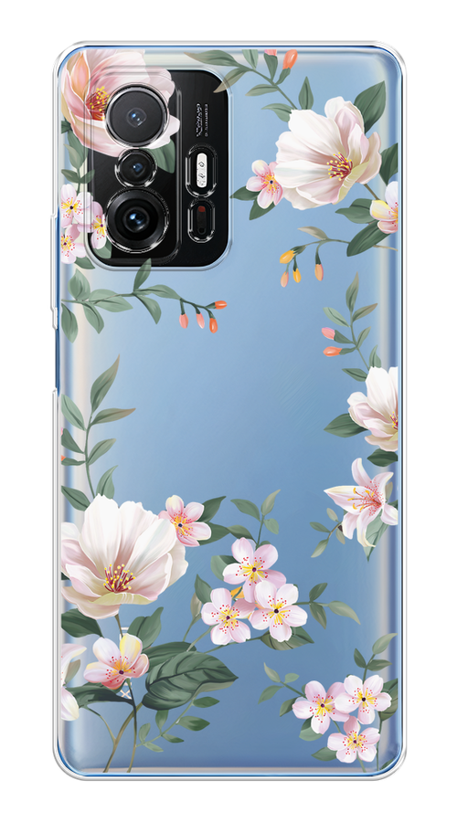 

Чехол на Xiaomi Mi 11T/11T Pro "Beautiful white flowers", Бежевый;зеленый, 311250-1