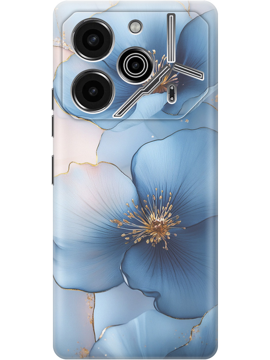 

Силиконовый чехол на Tecno Pova 6 Pro с принтом "Голубые ирисы", Прозрачный;голубой;синий, 781971024