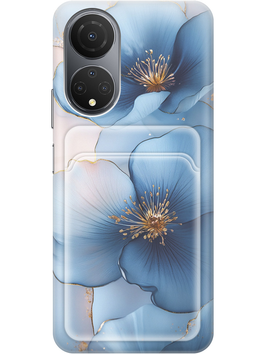 

Силиконовый чехол на Honor X7 с принтом "Голубые ирисы" с карманом для карты, Прозрачный;голубой;синий, 768741724