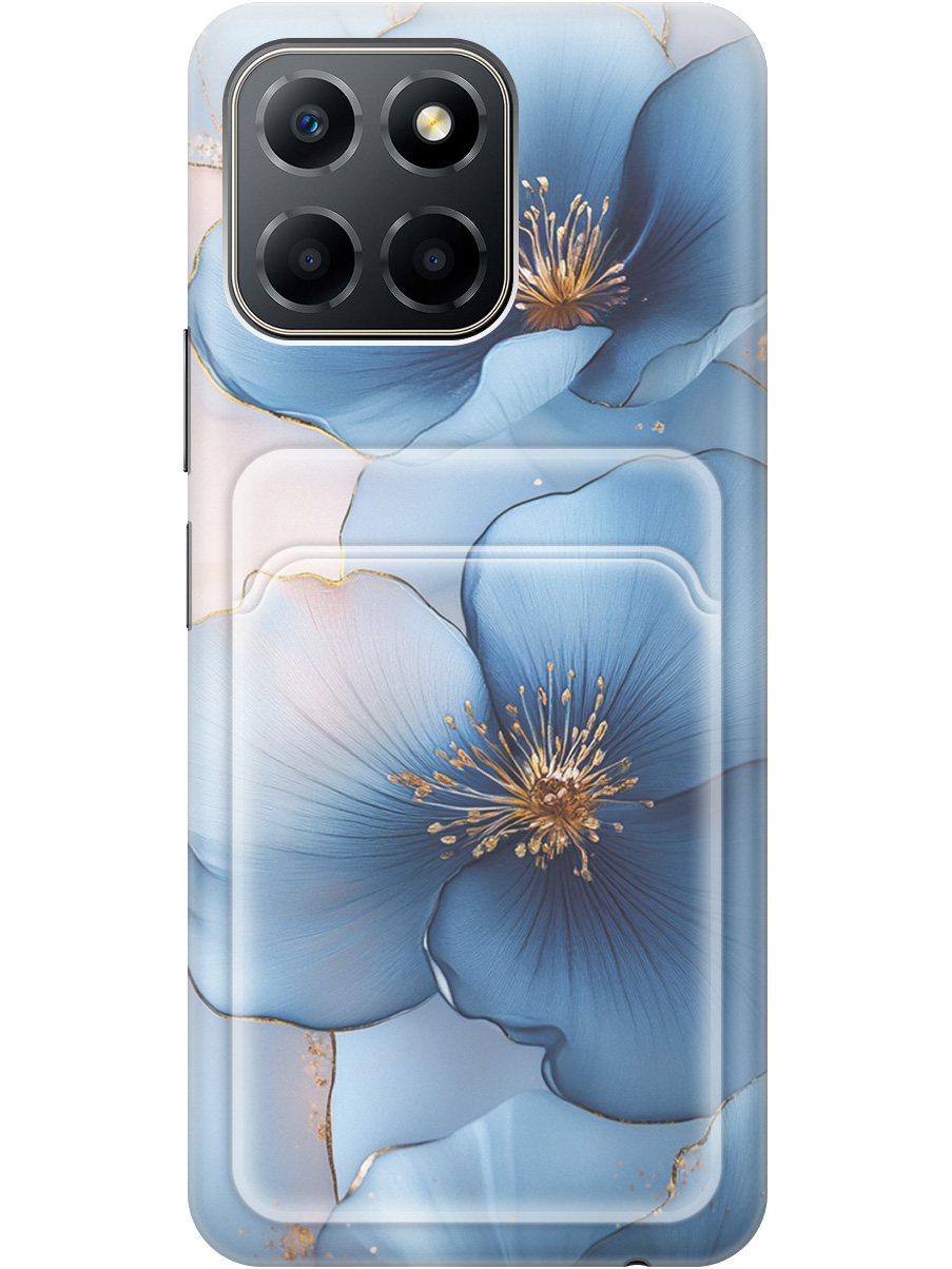 

Силиконовый чехол на Honor X6/X8 5G с принтом "Голубые ирисы" с карманом для карты, Прозрачный;голубой;синий, 762092224