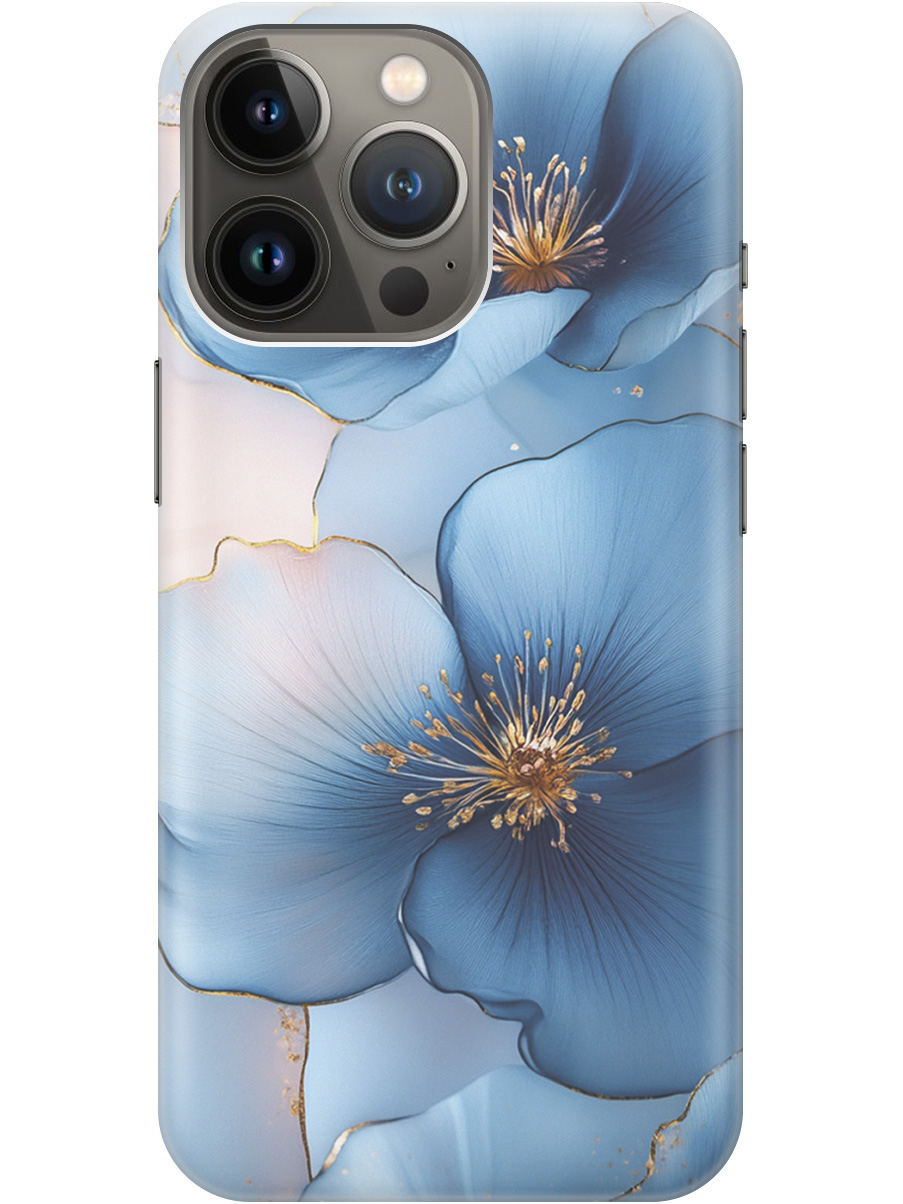 

Силиконовый чехол на Apple iPhone 14 Pro Max с принтом "Голубые ирисы", Прозрачный;голубой;синий, 745400824