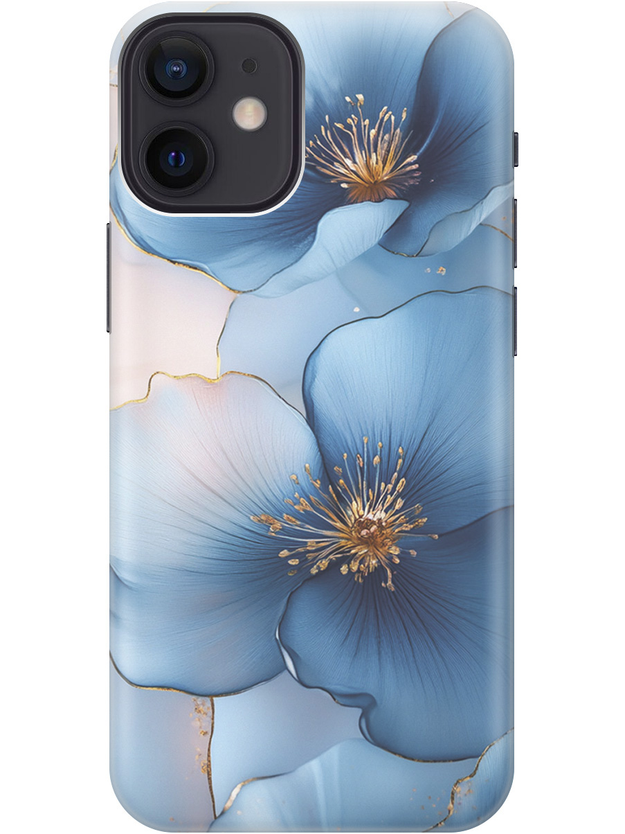 

Силиконовый чехол на Apple iPhone 12 Mini с принтом "Голубые ирисы", Прозрачный;голубой;синий, 723374024