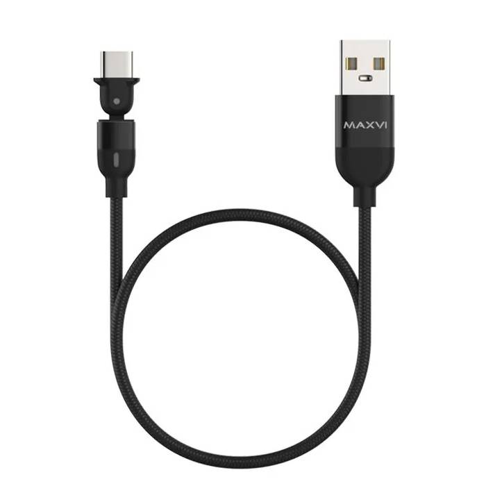 Кабель Maxvi MC-19T USB - Type-C, 2.4 А, 1.5 м, черный