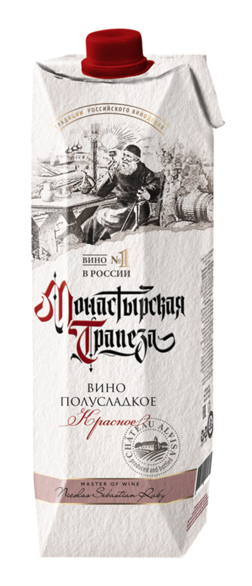 

Вино Монастырская трапеза красное п/сл. 9-11% 1л