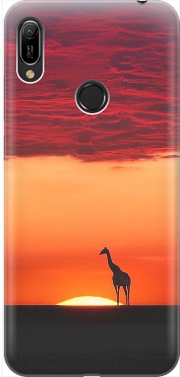 

Чехол на Honor 8A/8A Pro/Huawei Y6 (2019)/Y6 Prime (2019) "Закатный жираф", Оранжевый;розовый, 1910