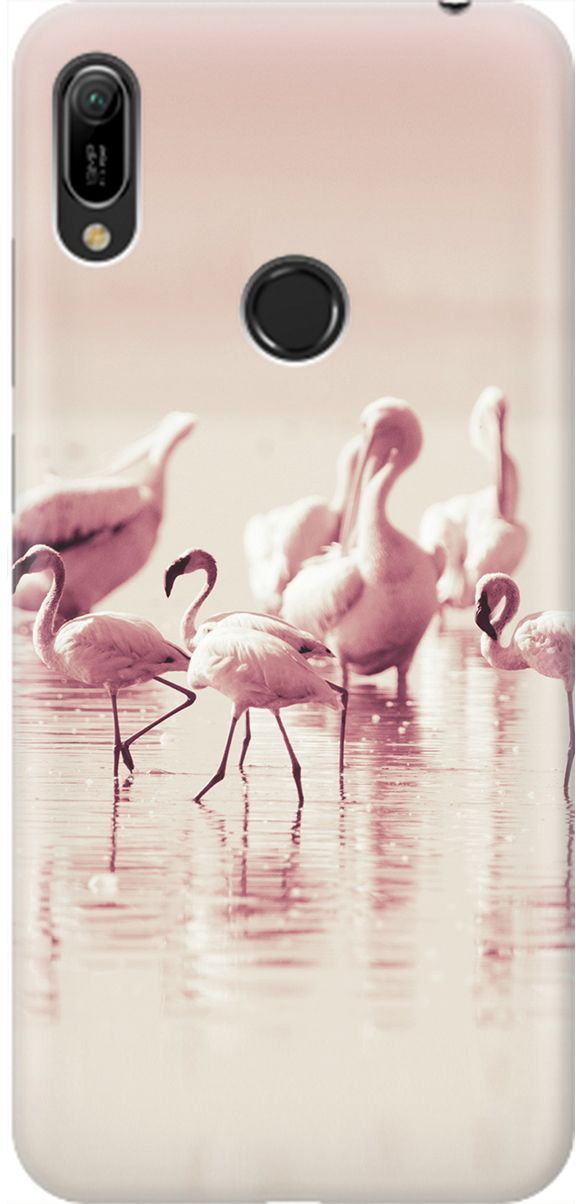 

Чехол на Honor 8A/8A Pro/Huawei Y6 (2019)/Y6 Prime (2019) "Розовые фламинго", Белый;розовый, 1910