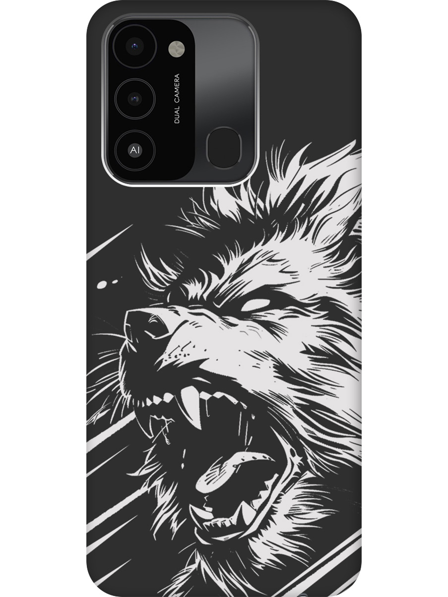 

Силиконовый чехол на Tecno Spark 8C / Go 2022 с принтом "Рев оборотня" матовый черный, Черный;белый, 778678013