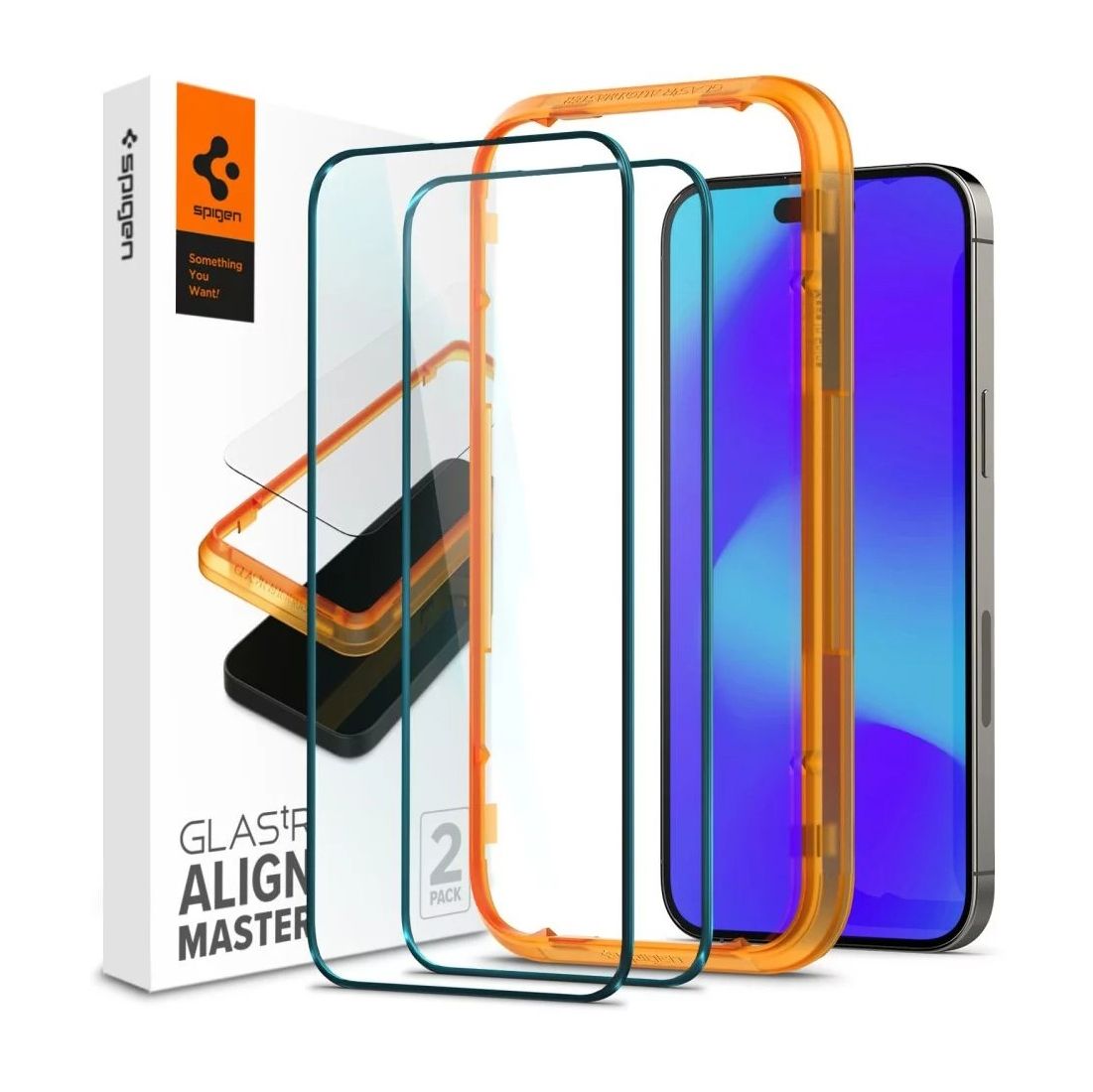 

Защитное стекло для iPhone 14 Pro - Spigen - Align Master GLAS.tR - Черный - 2 шт - AGL052