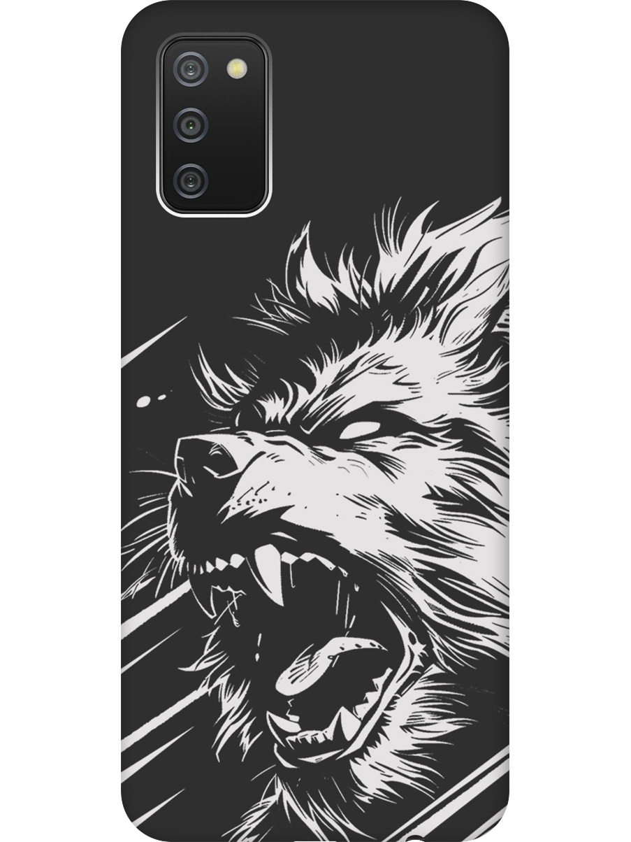 

Силиконовый чехол на Samsung Galaxy A02s с принтом "Рев оборотня" матовый черный, Черный;белый, 723602913