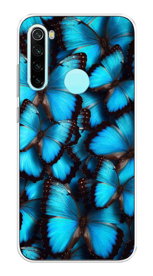 

Чехол на Xiaomi Redmi Note 8 "Тропическая бабочка 2", Голубой;черный, 36550-1