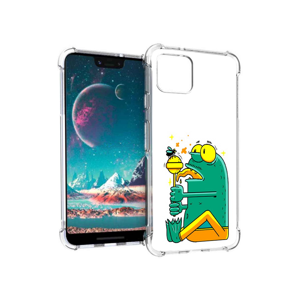 

Чехол MyPads Tocco для Google Pixel 4 Зеленая лягушка с чупа чупсом, Прозрачный, Tocco