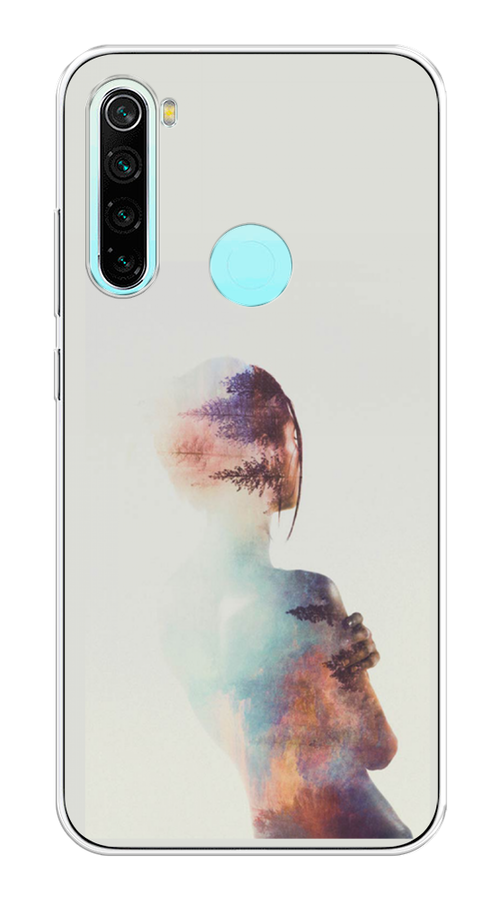 

Чехол на Xiaomi Redmi Note 8 "Девушка-лес", Розовый;голубой;серый, 36550-1
