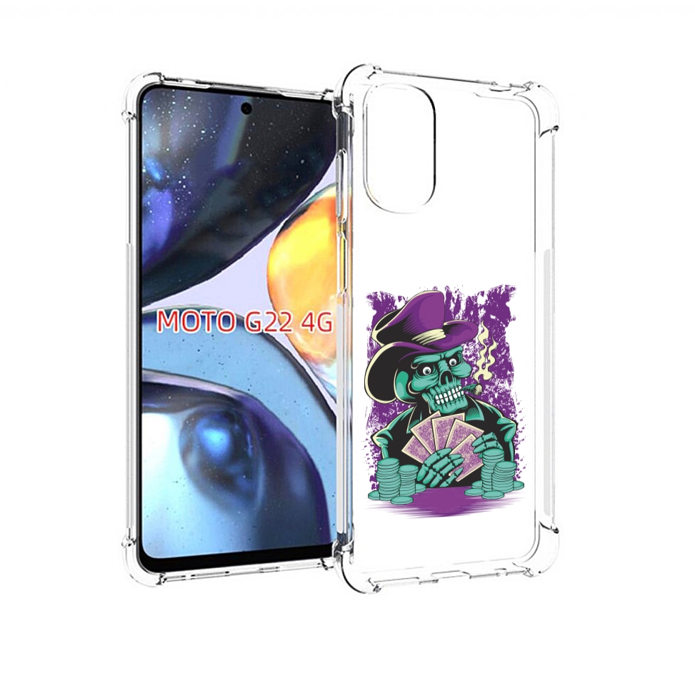 

Чехол MyPads зеленый череп с картами для Motorola Moto G22 4G, Прозрачный, Tocco
