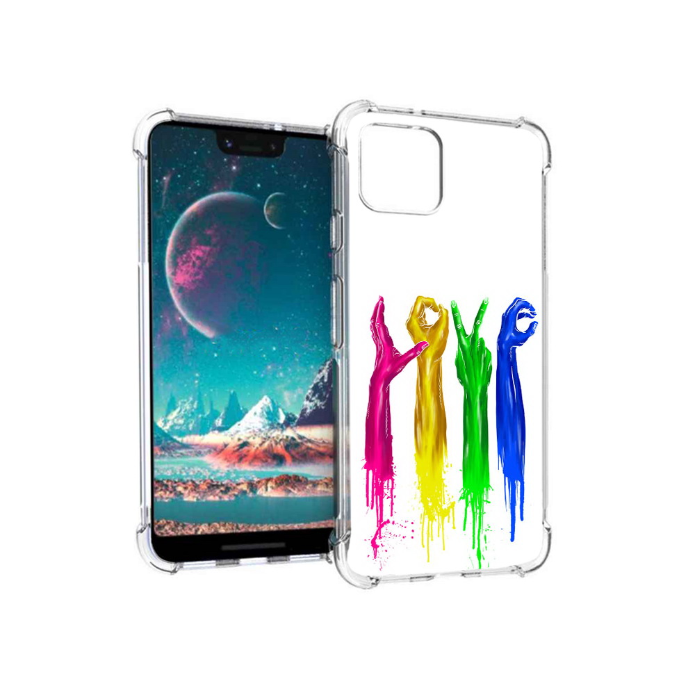 

Чехол MyPads Tocco для Google Pixel 4 яркие руки love, Прозрачный, Tocco
